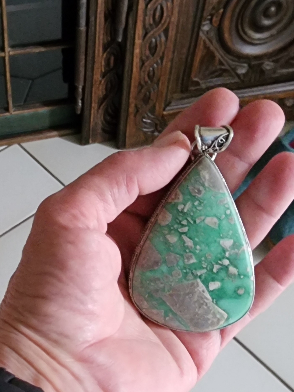 Vintage Native Turquoise Silver pendant - Picture 7 of 7